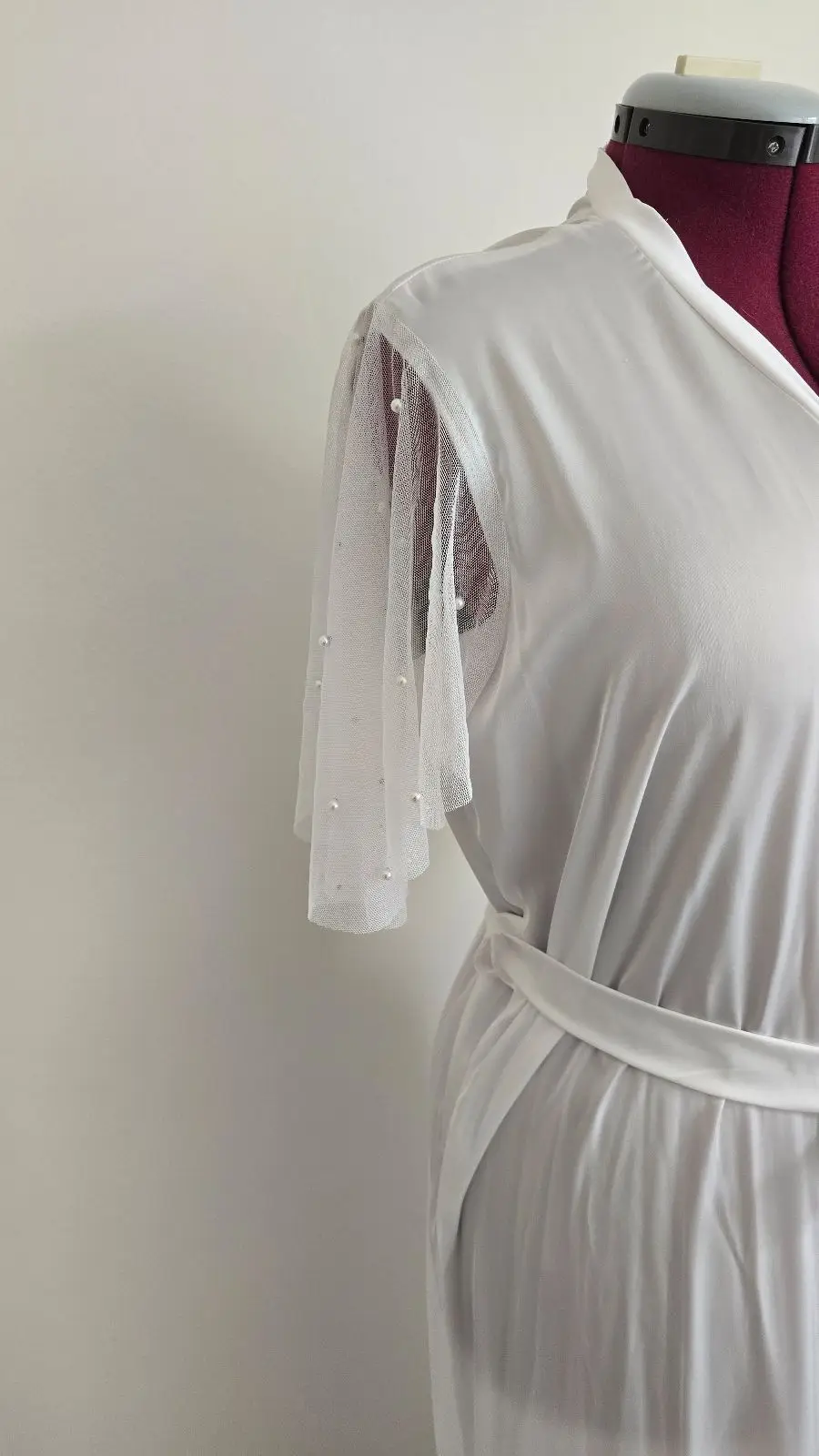 White Robe with Sheer Sleeves
