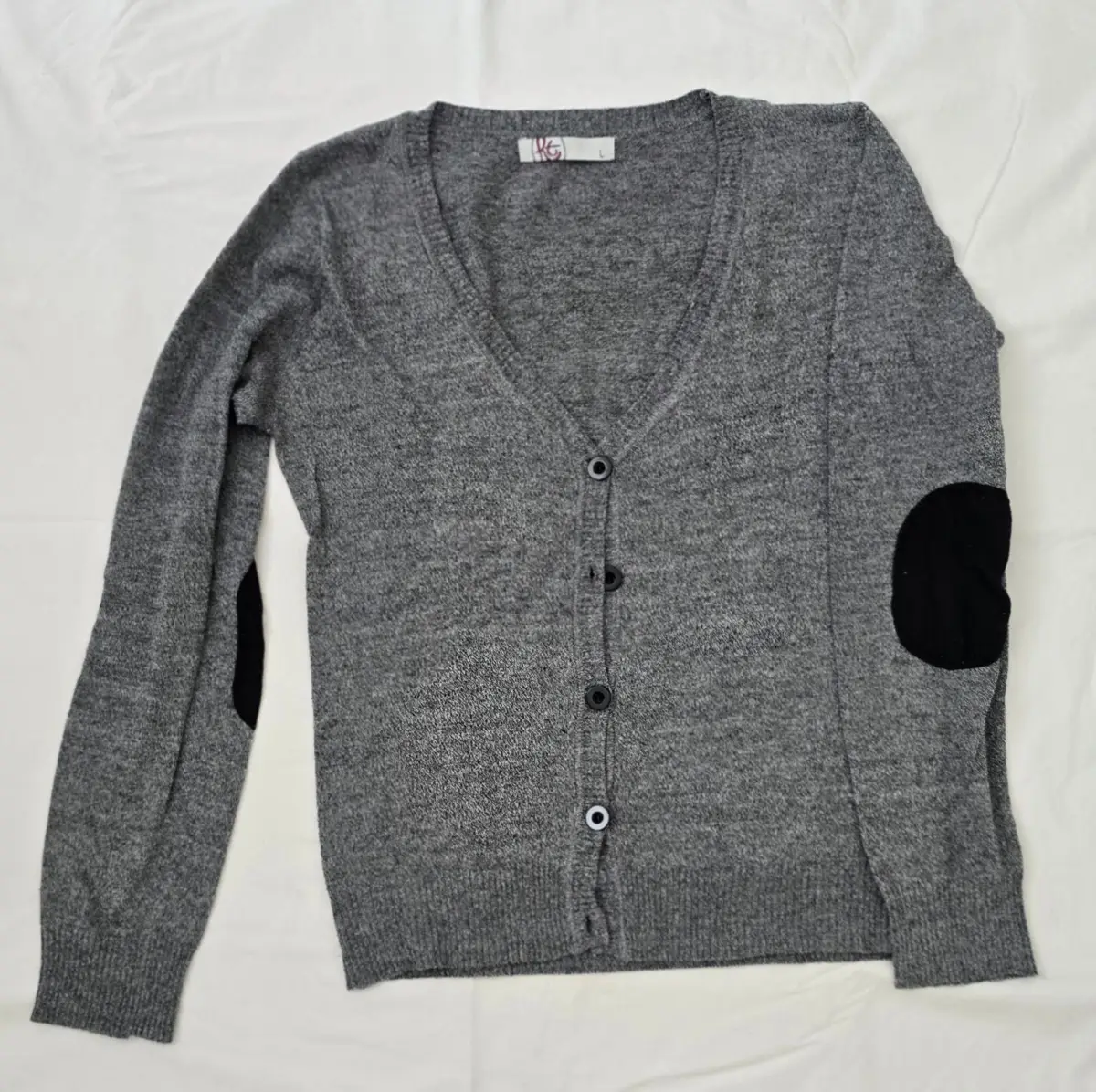 Mr Price Grey V-Neck Cardigan with Elbow Patches