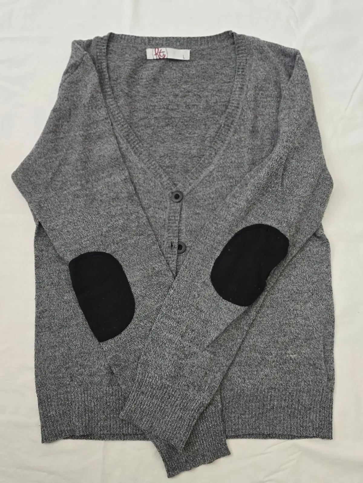 Mr Price Grey V-Neck Cardigan with Elbow Patches