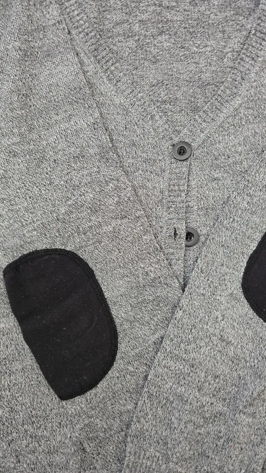 Mr Price Grey V-Neck Cardigan with Elbow Patches