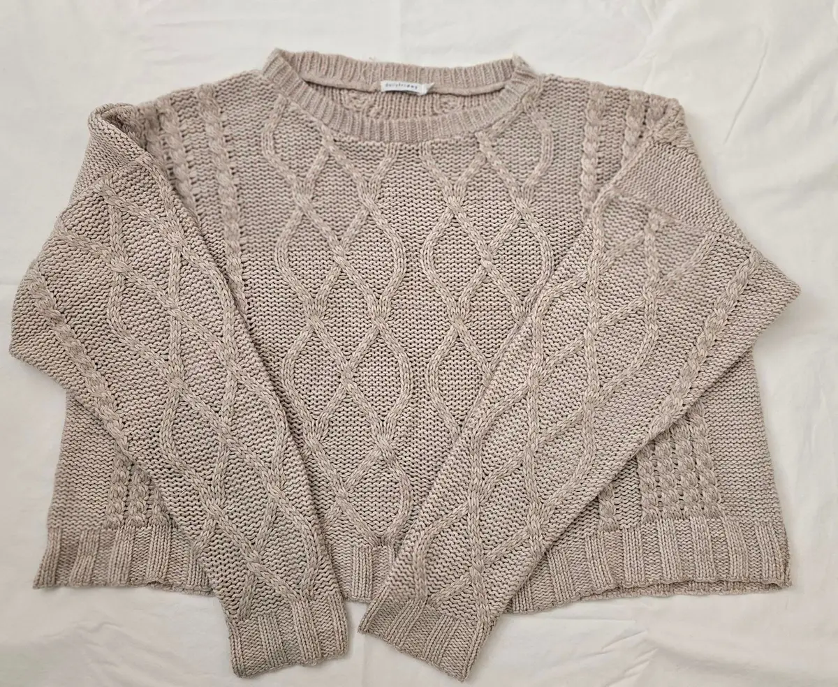 Daily Friday Beige Cable Knit Sweater