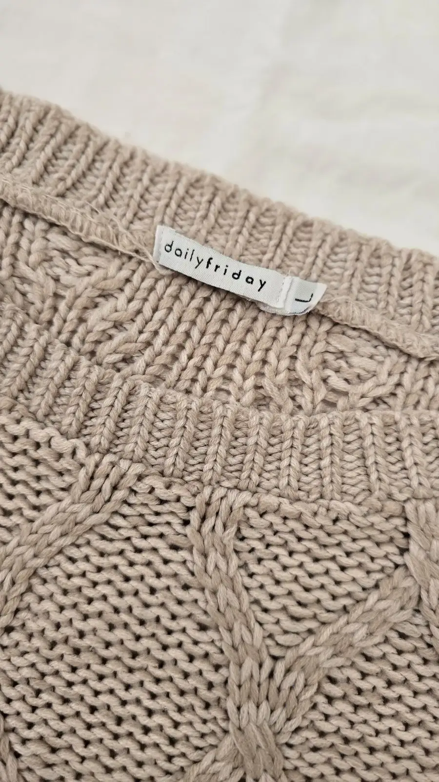 Daily Friday Beige Cable Knit Sweater