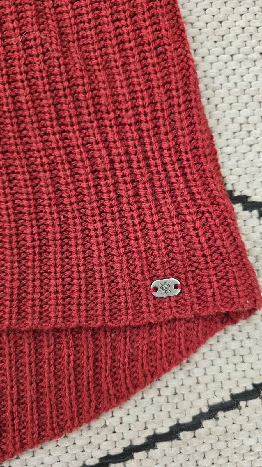 Red Knit Long Sleeve Top with Strap Detail