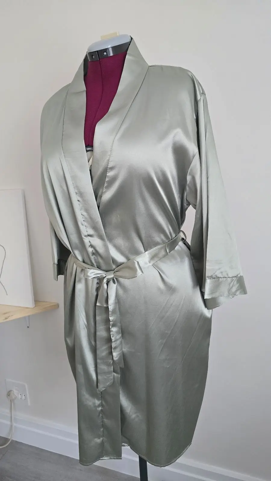 Sage Green Satin Look Robe Size XL