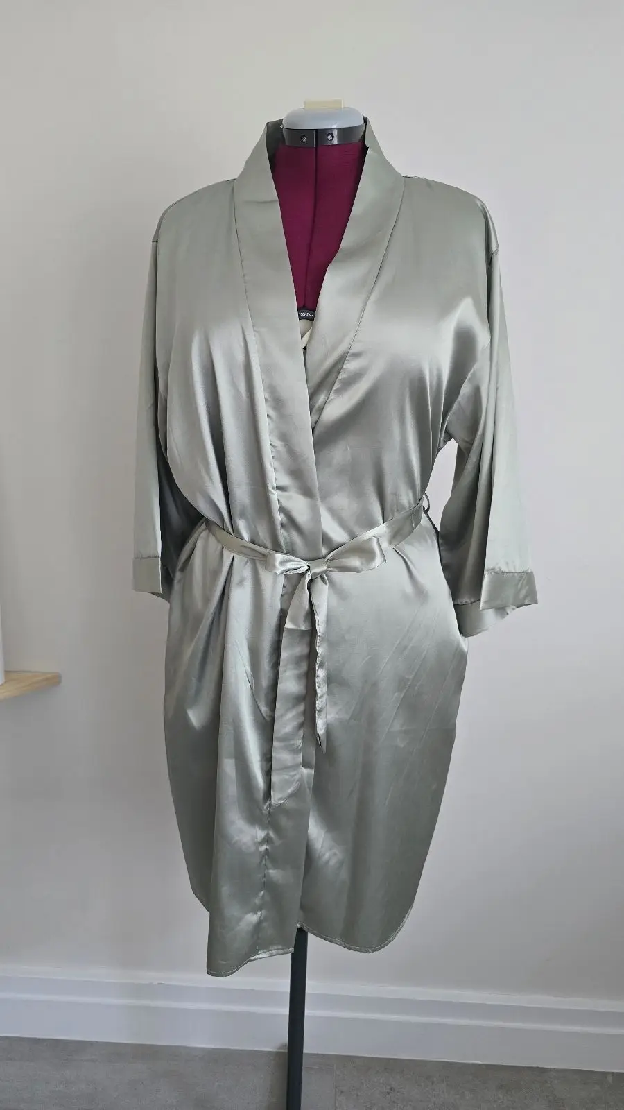 Sage Green Satin Look Robe Size XL