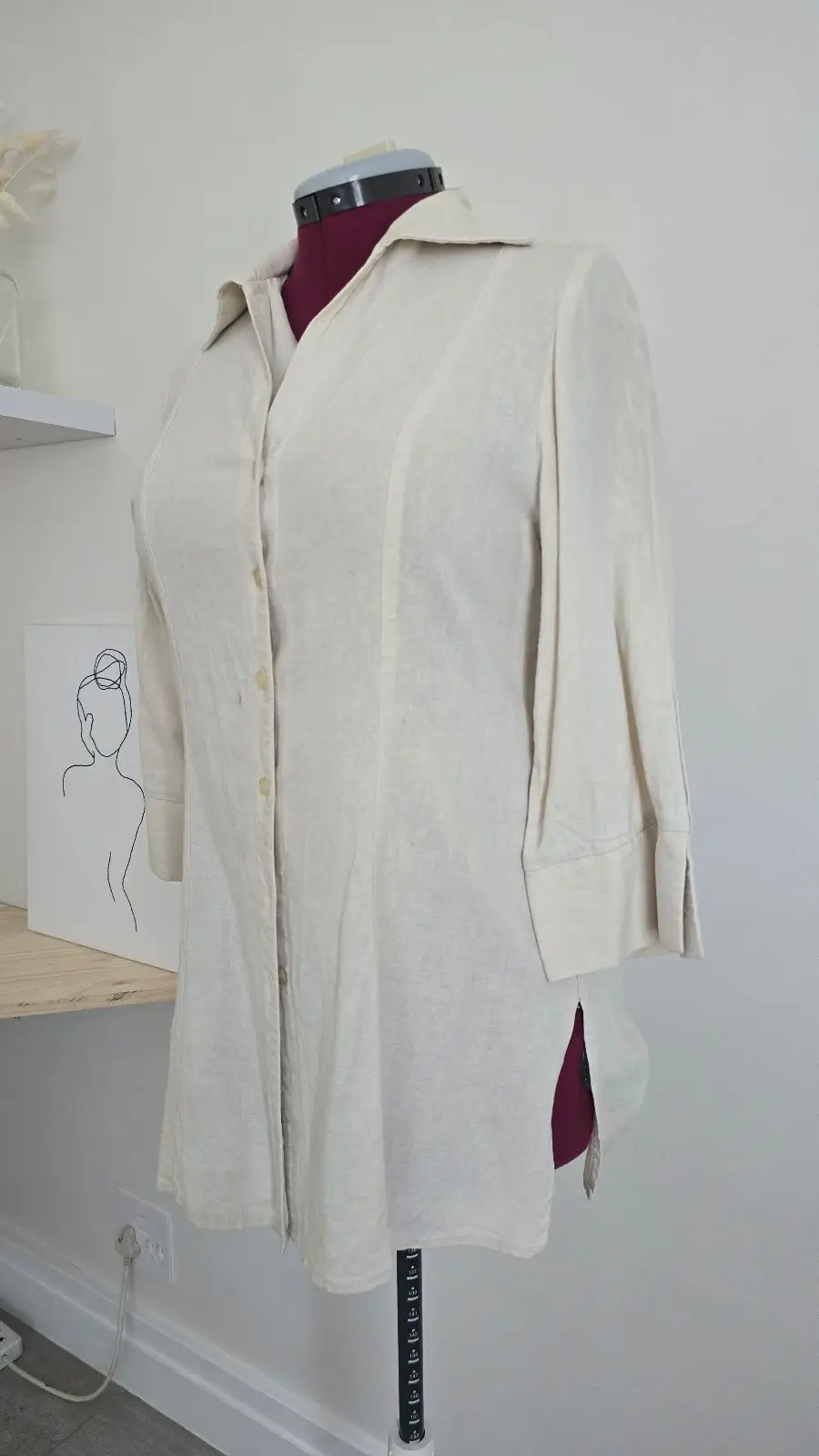 Cream Button-Front Long-Sleeve Shirt