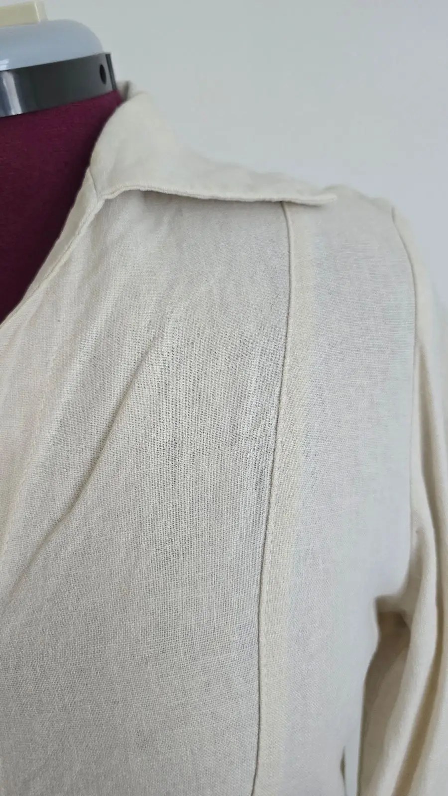 Cream Button-Front Long-Sleeve Shirt