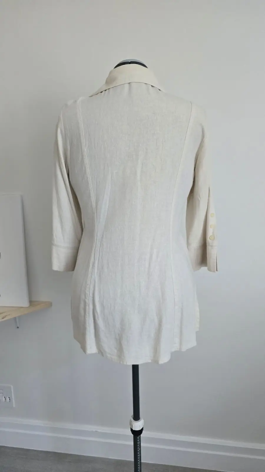 Cream Button-Front Long-Sleeve Shirt