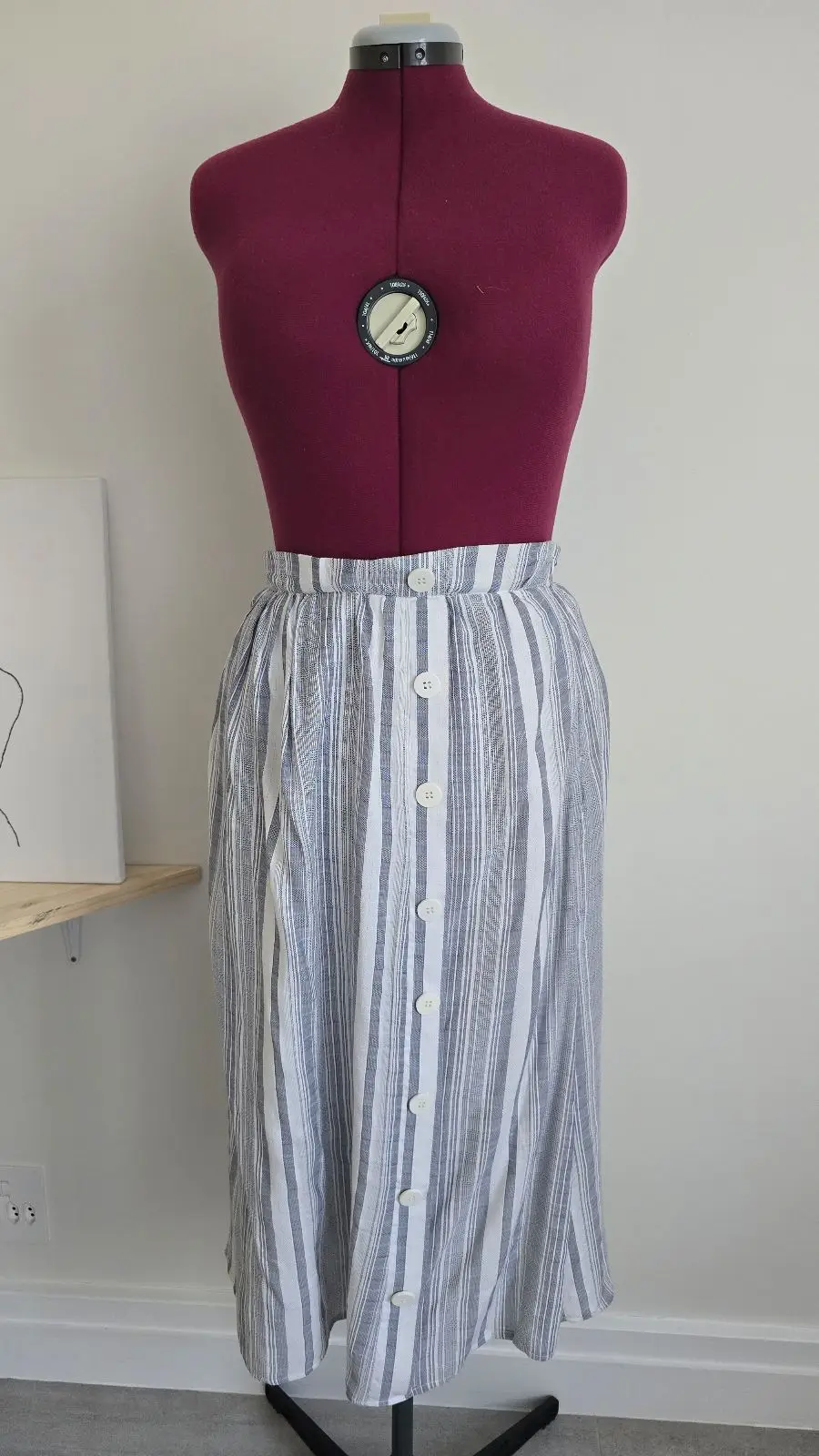 Daily Friday Blue and White Striped Button-Front Skirt