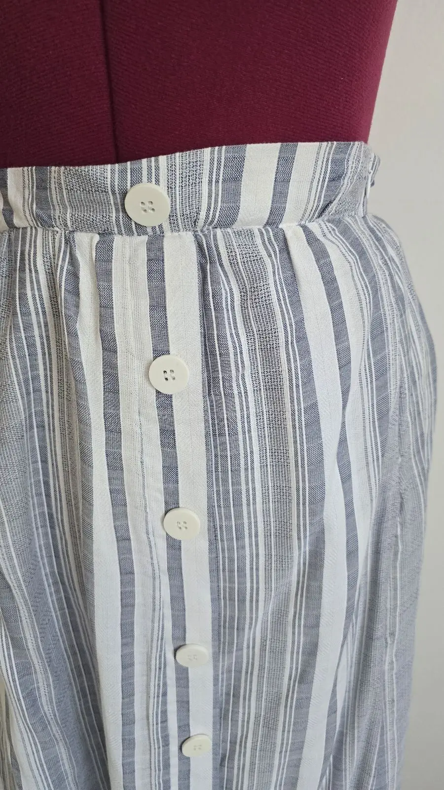Daily Friday Blue and White Striped Button-Front Skirt
