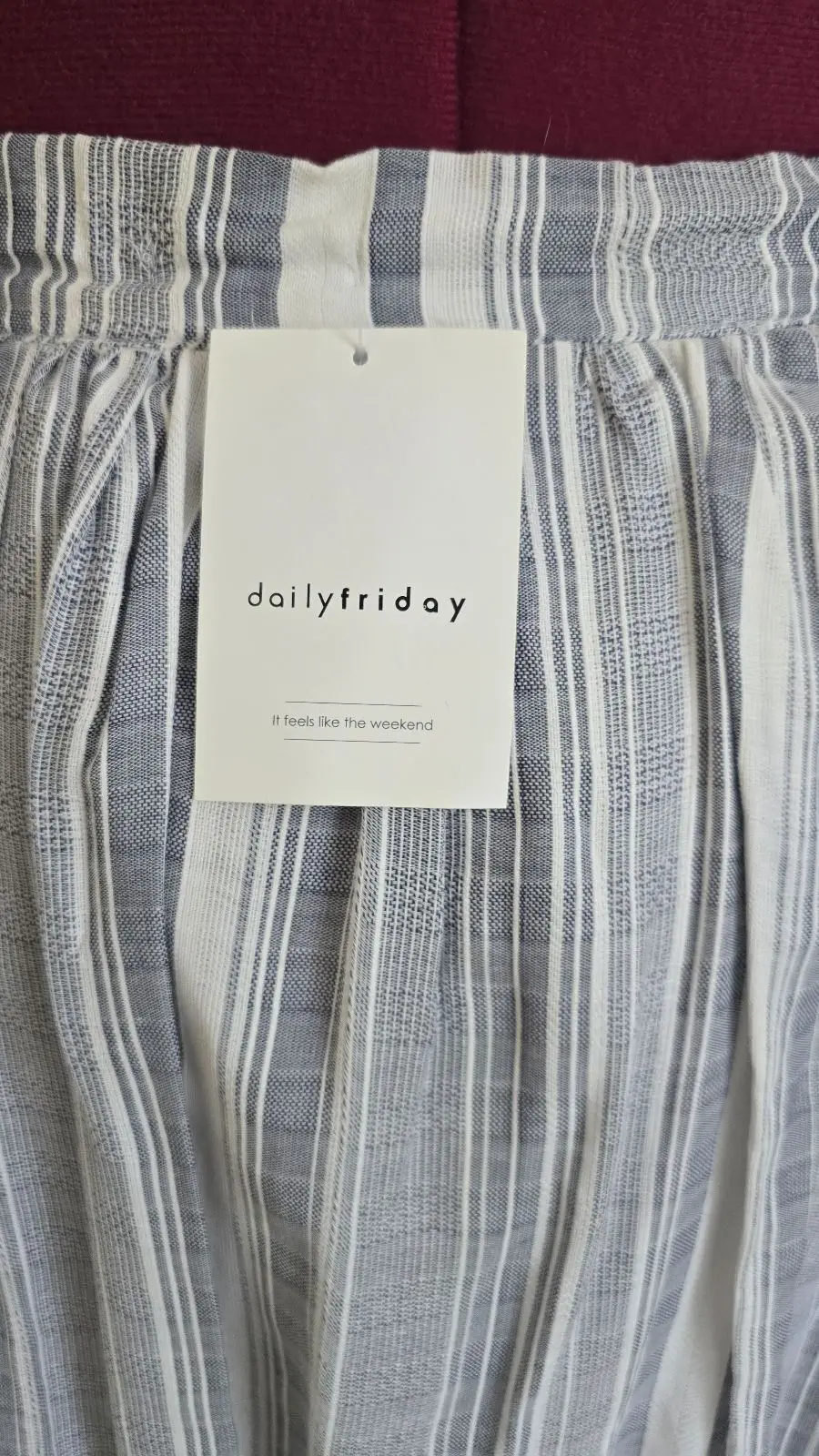 Daily Friday Blue and White Striped Button-Front Skirt