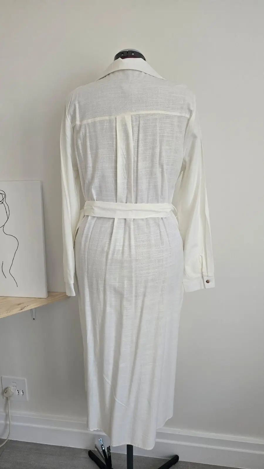 Pick n Pay Clothing White Belted Shirt Dress Size L