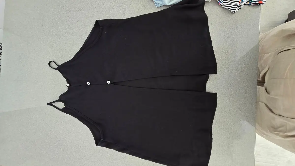 Black Halter Neck Top with Button Detail