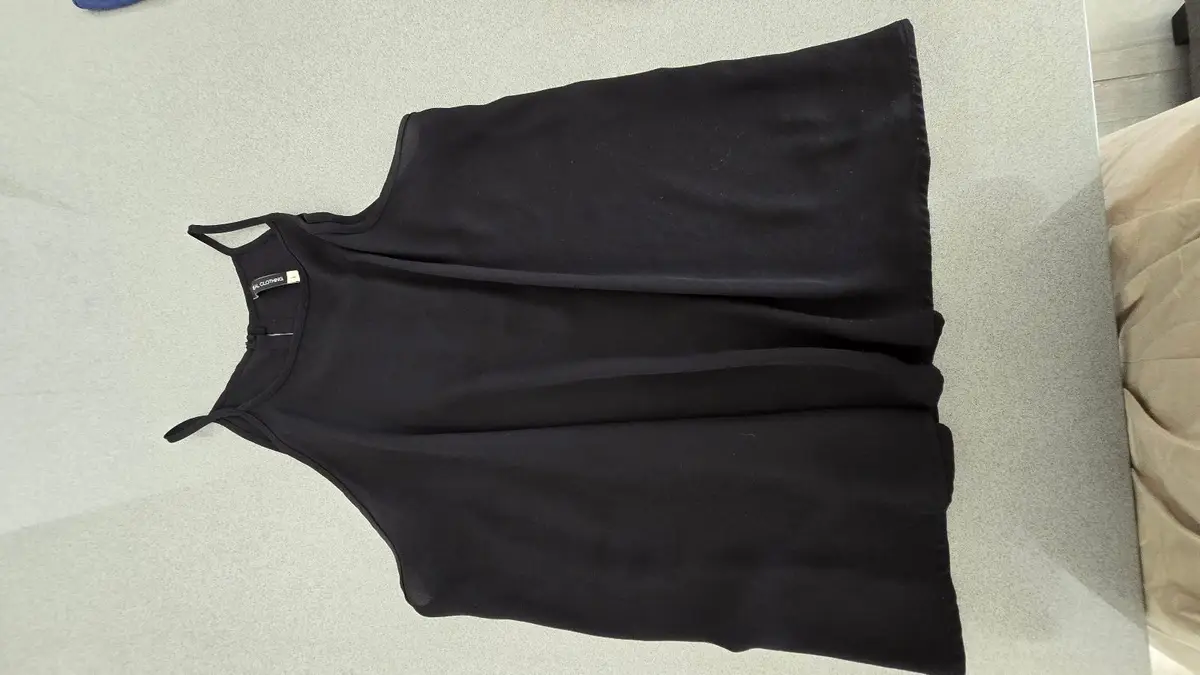 Black Halter Neck Top with Button Detail