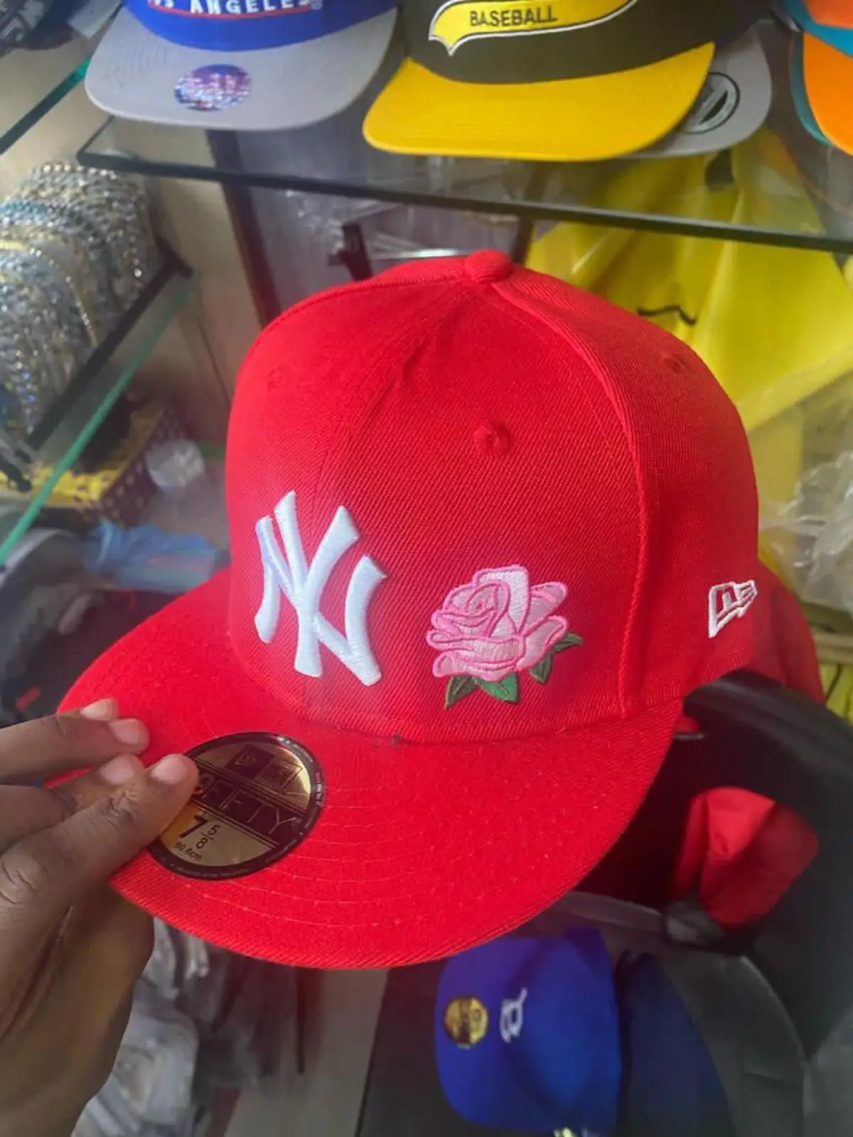 Nike New Era Red NY Yankees Rose Embroidered Fitted Cap