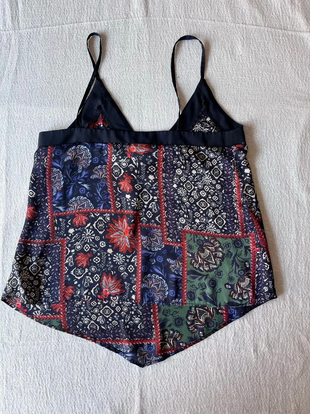 Zara Satin Patchwork Print V-Neck Camisole Size S