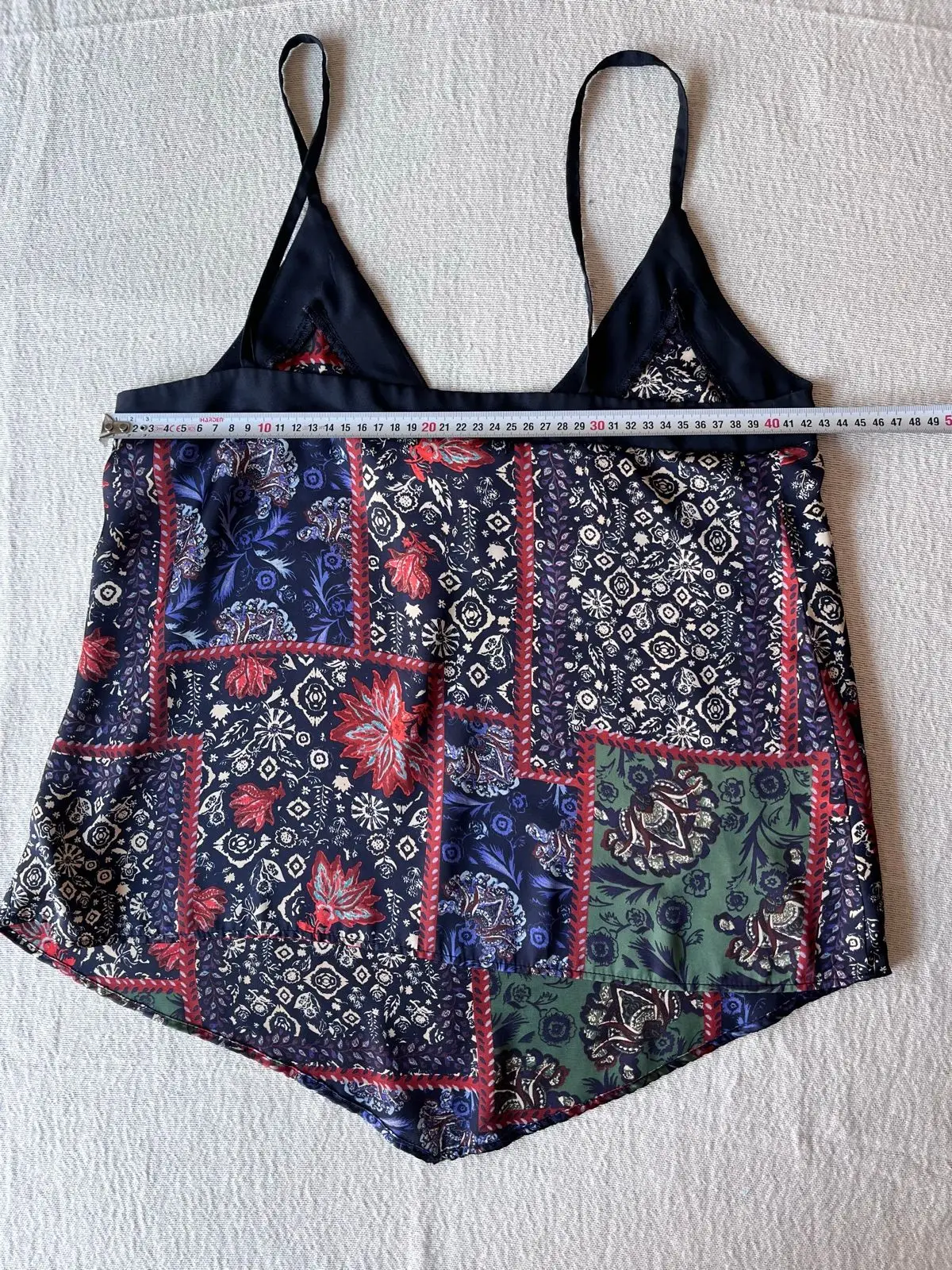 Zara Satin Patchwork Print V-Neck Camisole Size S
