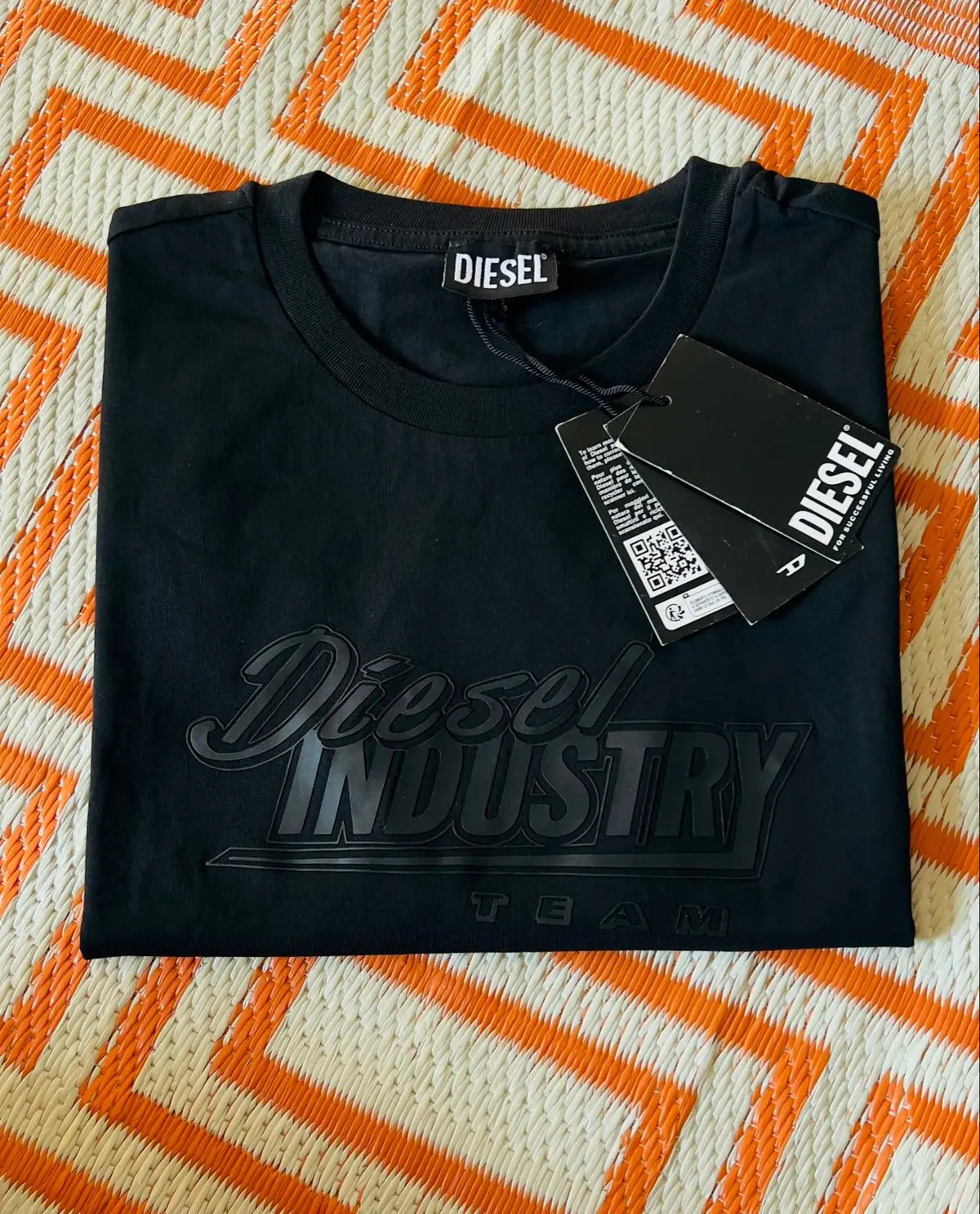 Diesel Black T-Shirt with Raised Industry Logo