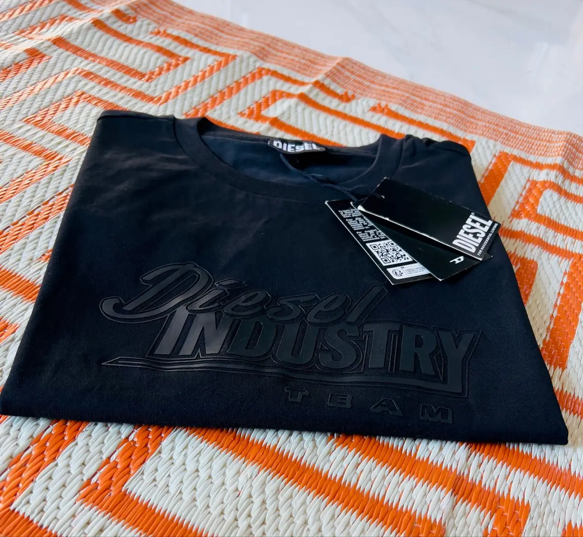 Diesel Black T-Shirt with Raised Industry Logo