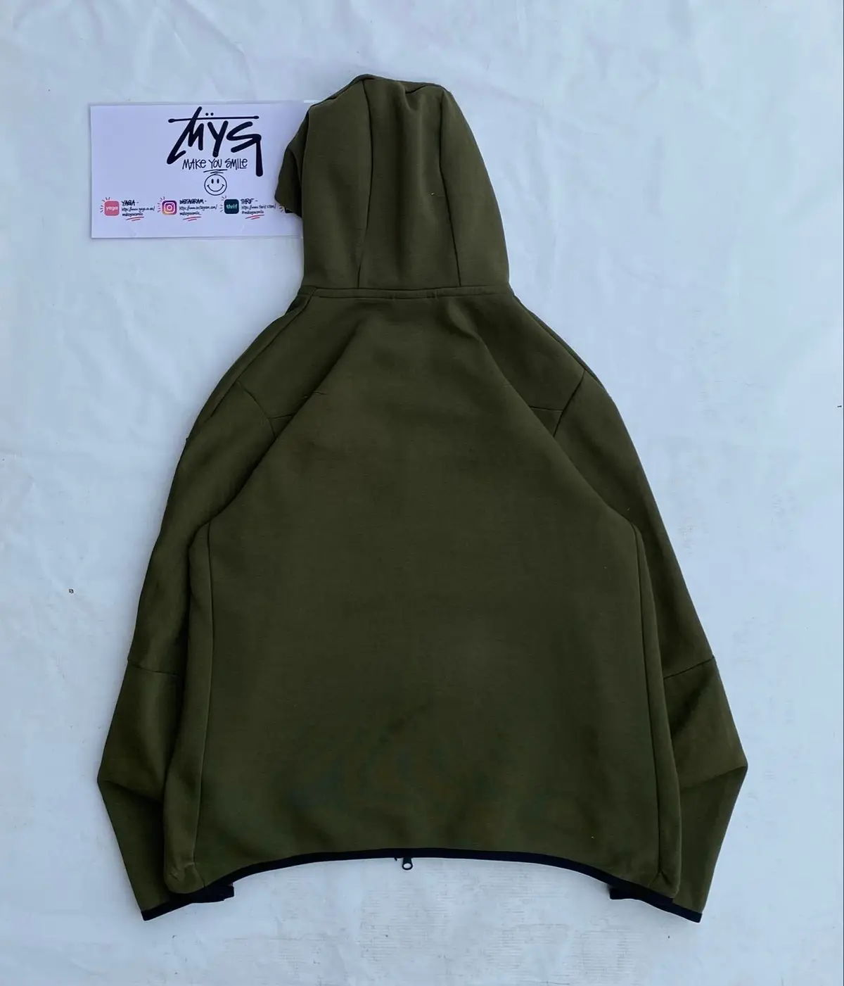 Nike Olive Green Tech Fleece Hoodie Size L