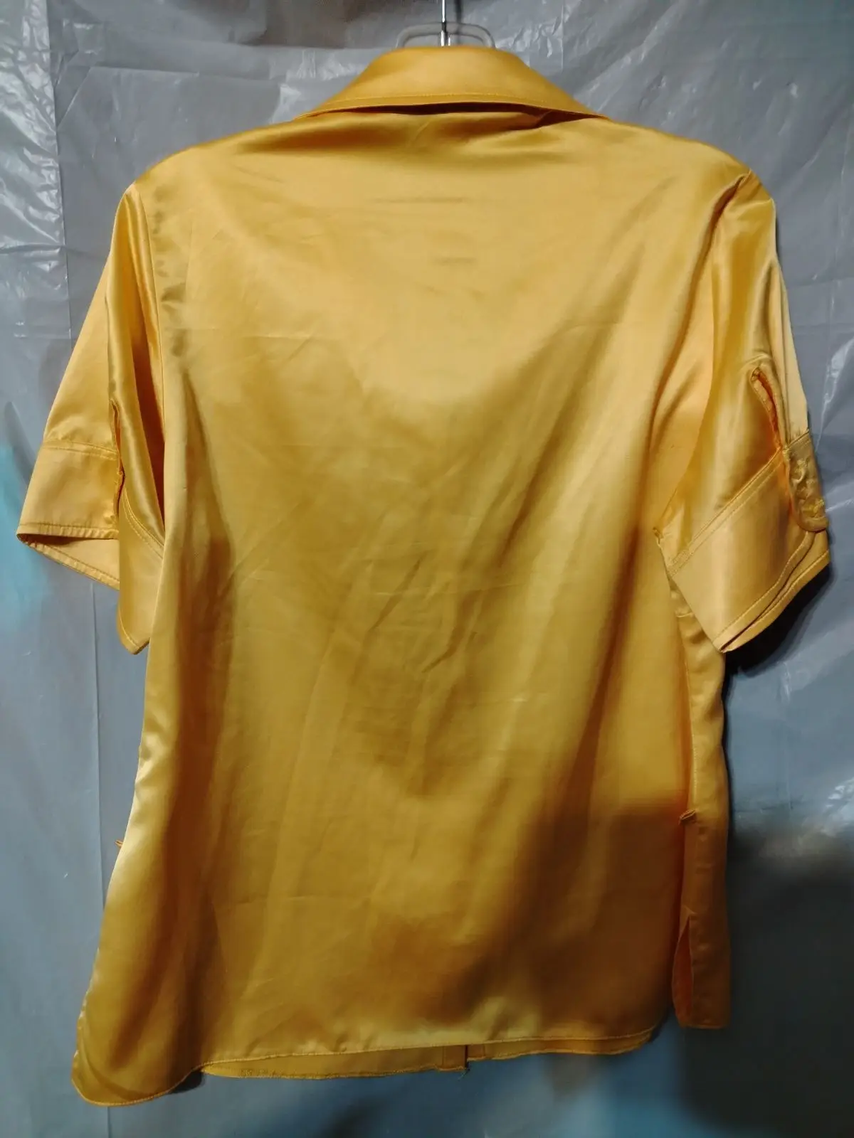 Miladys Golden Yellow Satin-Look Button-Up Blouse Size 38