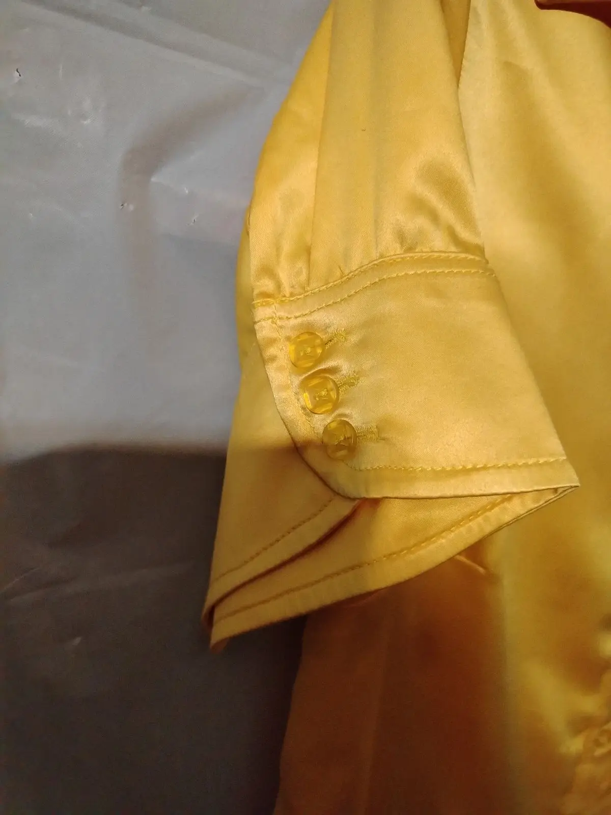 Miladys Golden Yellow Satin-Look Button-Up Blouse Size 38