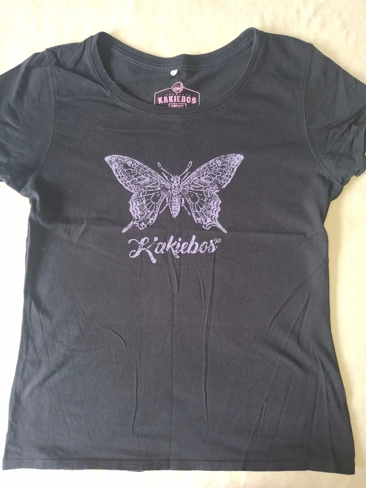 Kakiebos Black Butterfly Graphic T-Shirt