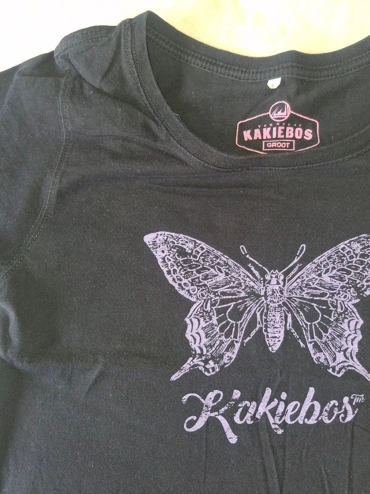 Kakiebos Black Butterfly Graphic T-Shirt