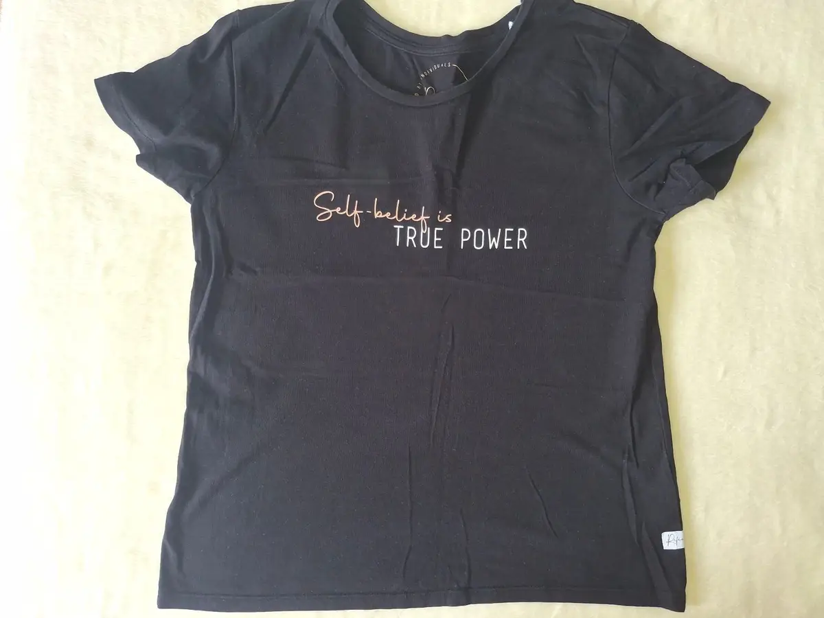 Refinery Black Self-Belief is True Power Graphic T-Shirt