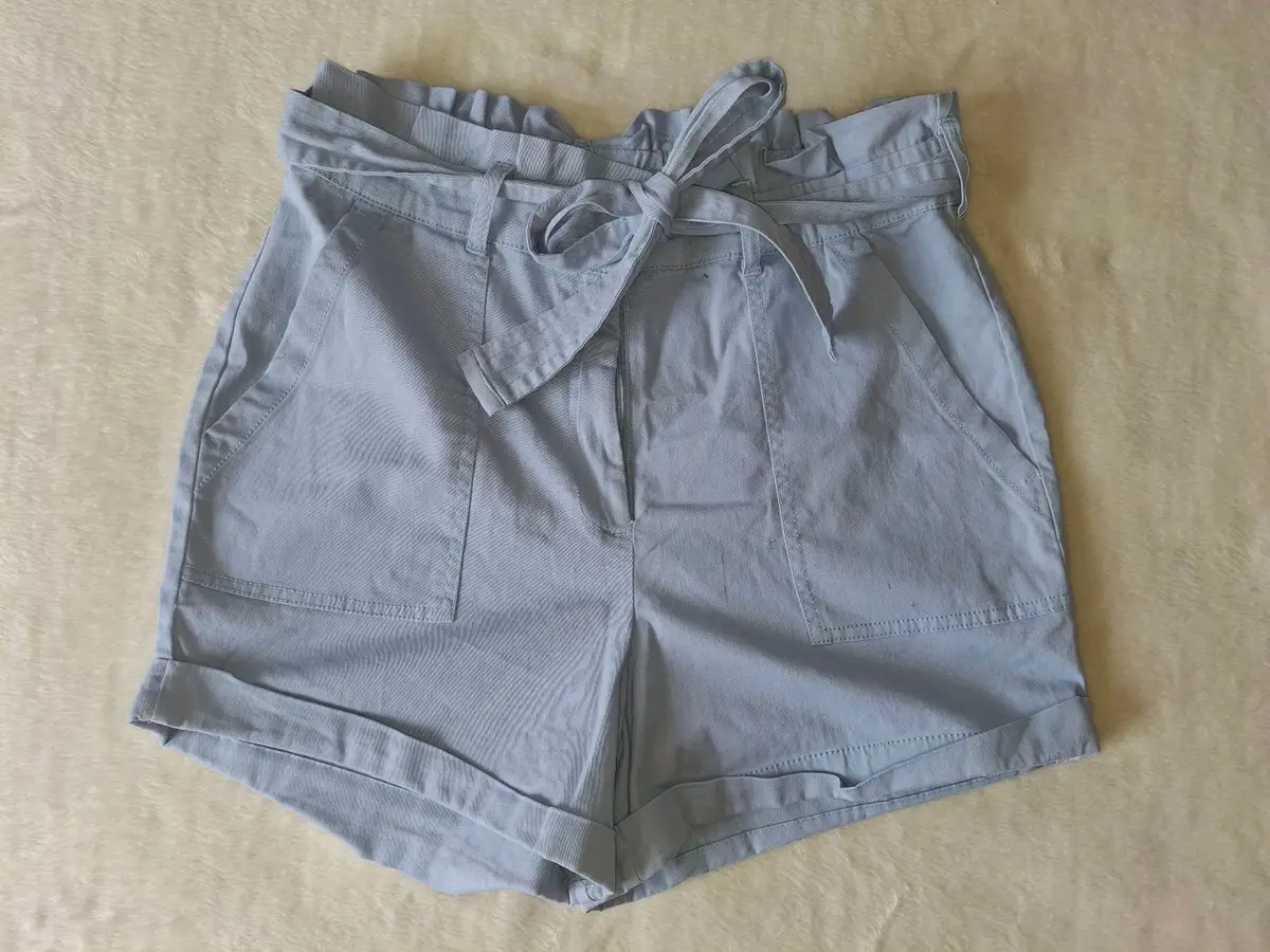 Ackermans Dusty Blue High-Waisted Paperbag Shorts Size 36