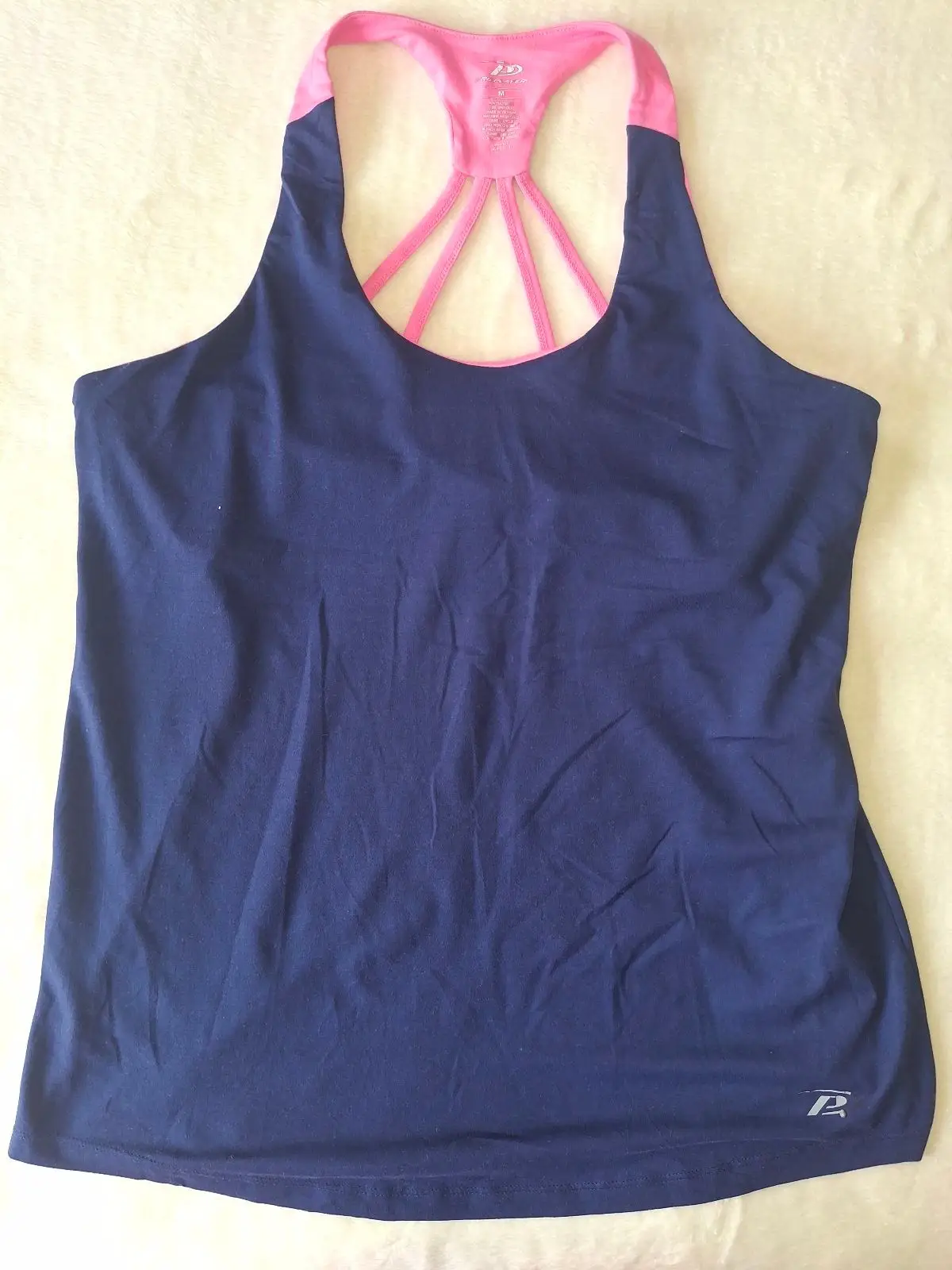 Pro Player Navy Blue & Pink Strappy Racerback Gym Tank