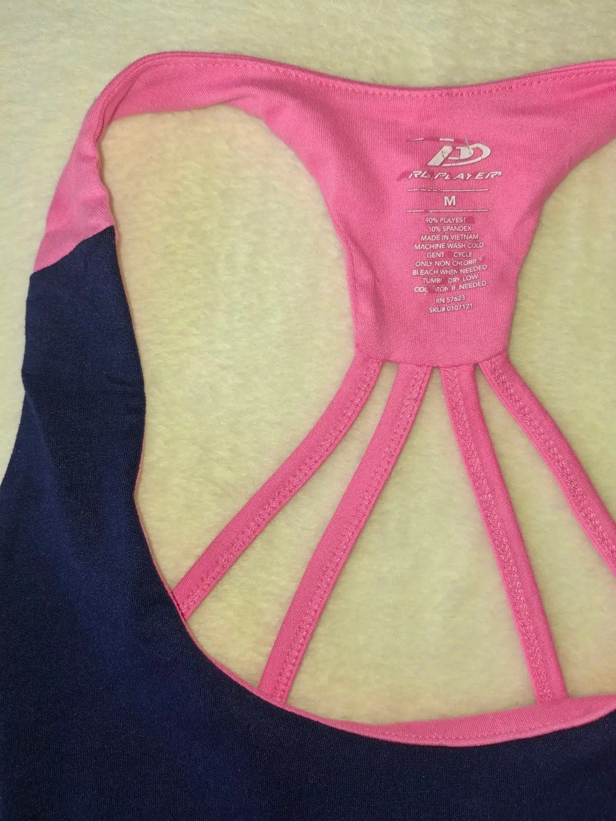 Pro Player Navy Blue & Pink Strappy Racerback Gym Tank