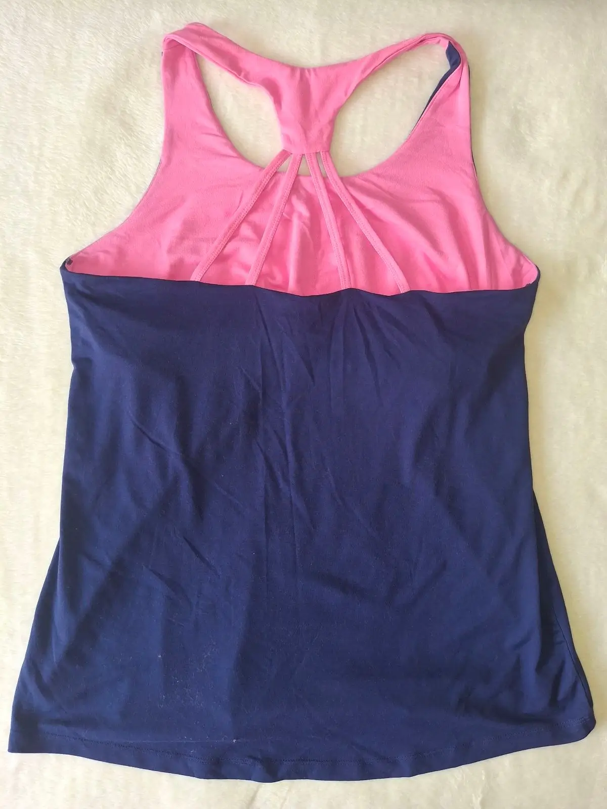 Pro Player Navy Blue & Pink Strappy Racerback Gym Tank