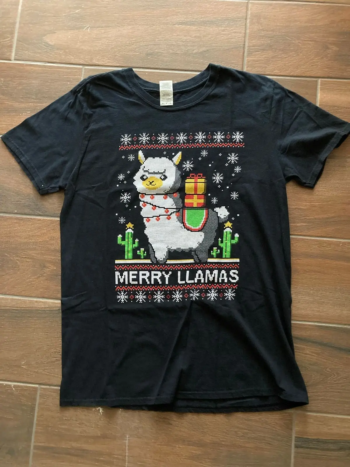 Merry Llamas Christmas Graphic T-Shirt
