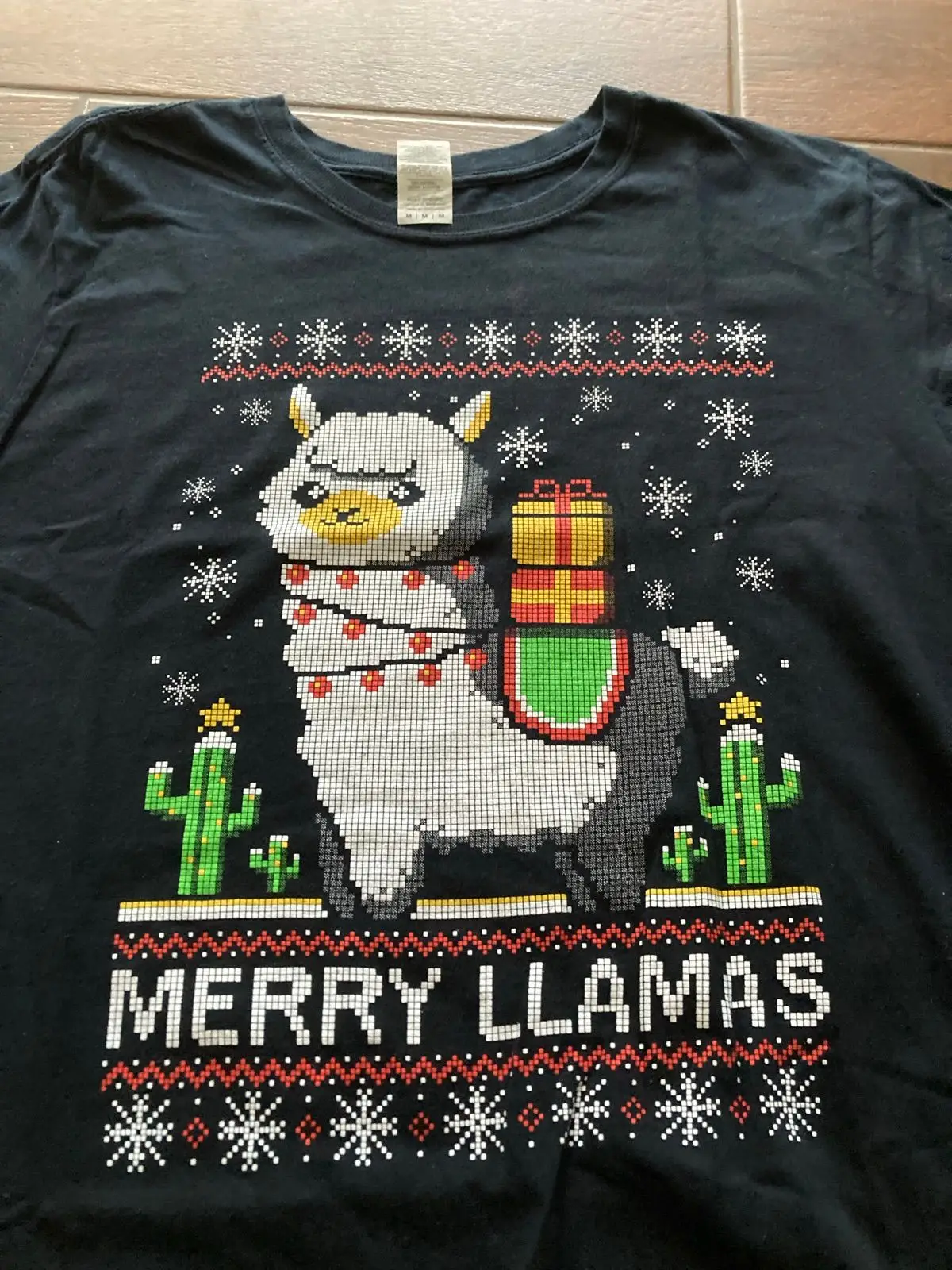 Merry Llamas Christmas Graphic T-Shirt