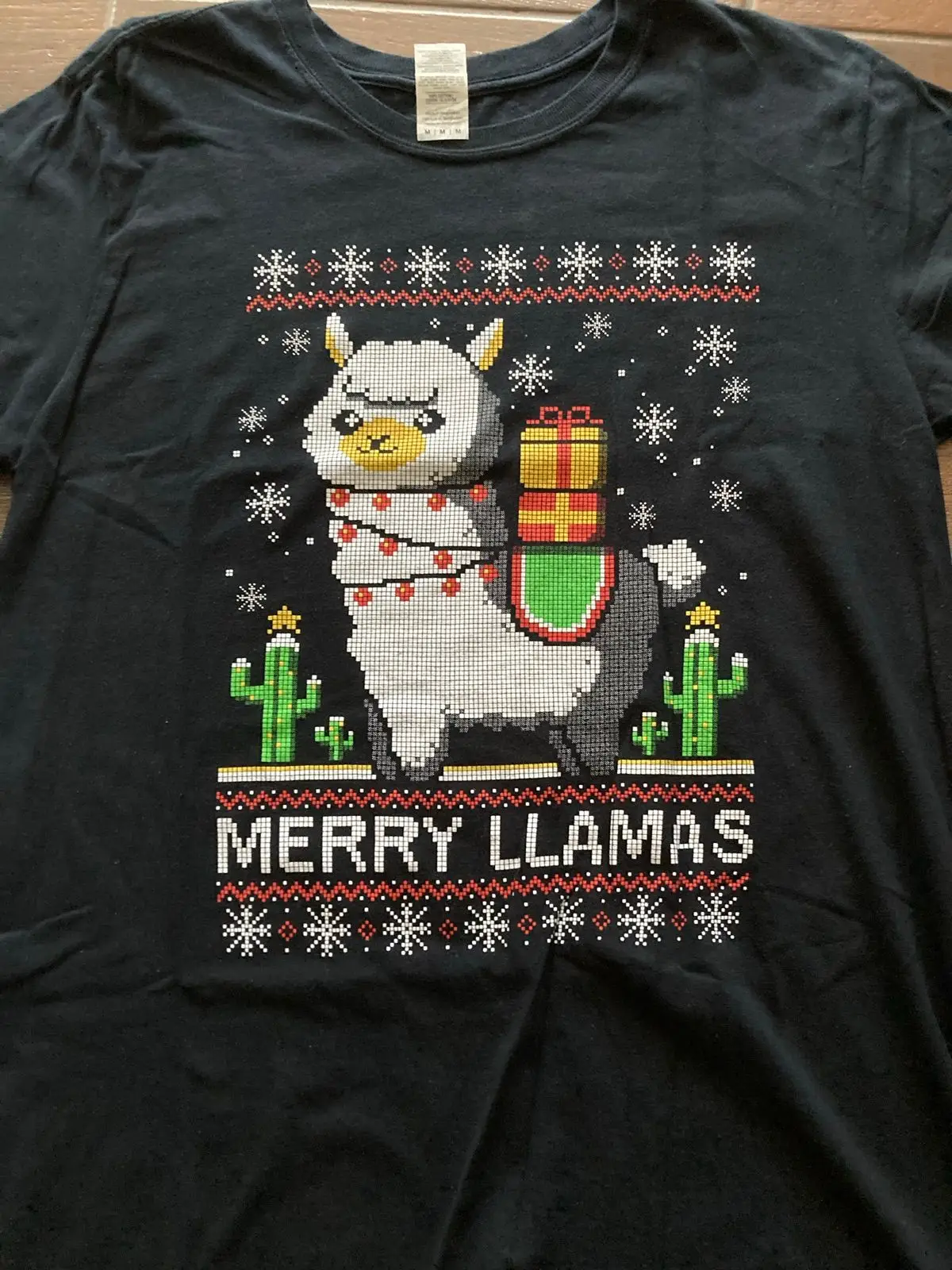 Merry Llamas Christmas Graphic T-Shirt