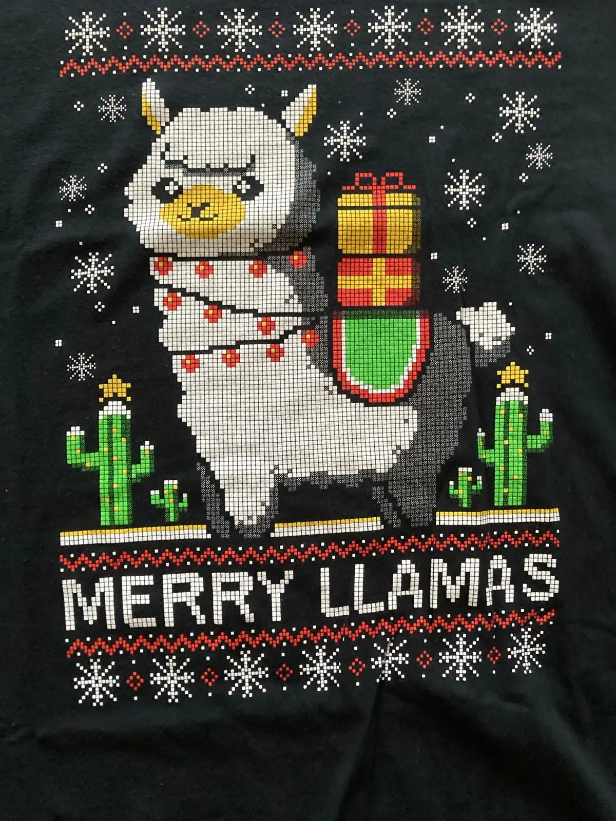 Merry Llamas Christmas Graphic T-Shirt