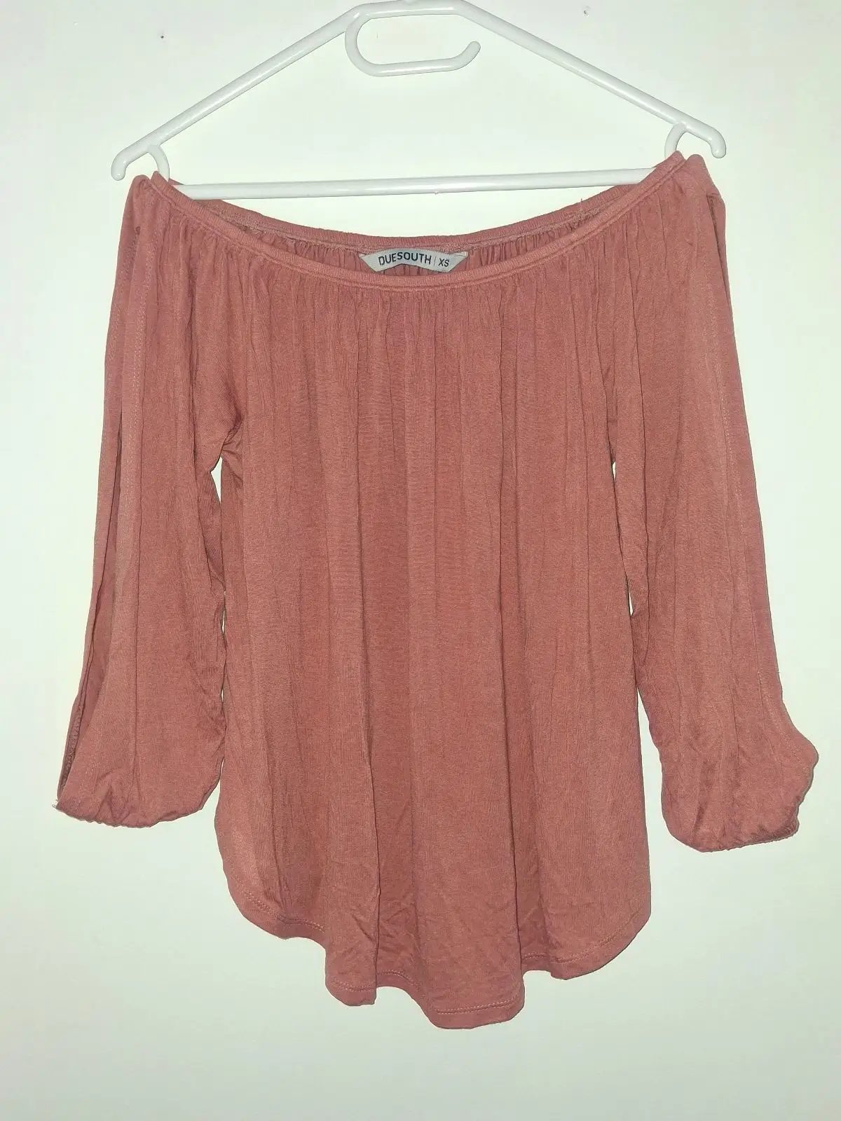 Duesouth Terracotta Off-the-Shoulder Long Sleeve Top