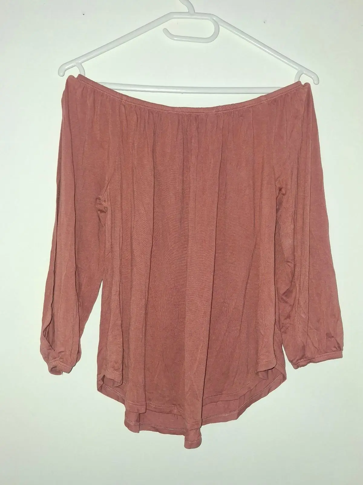 Duesouth Terracotta Off-the-Shoulder Long Sleeve Top