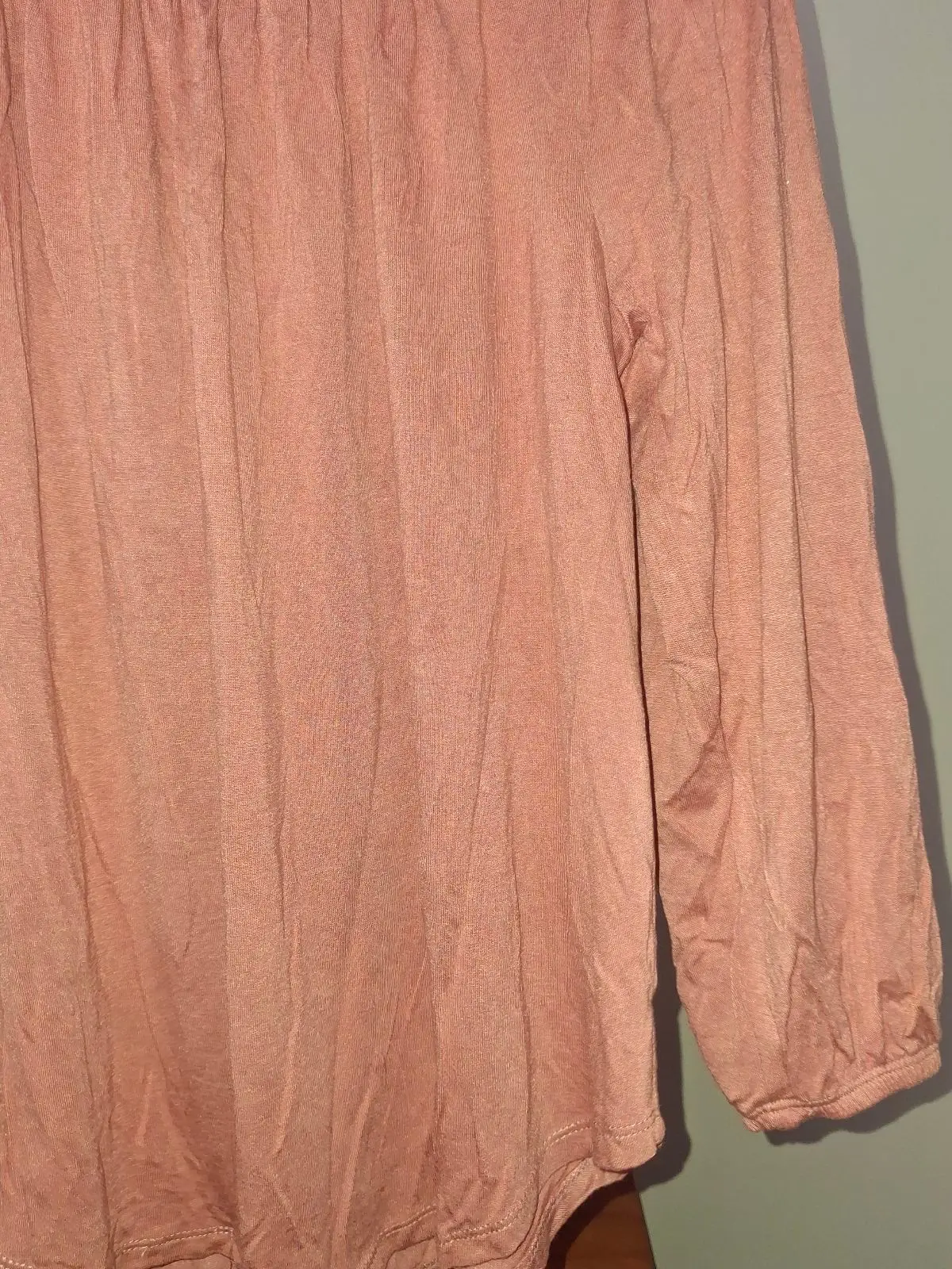 Duesouth Terracotta Off-the-Shoulder Long Sleeve Top