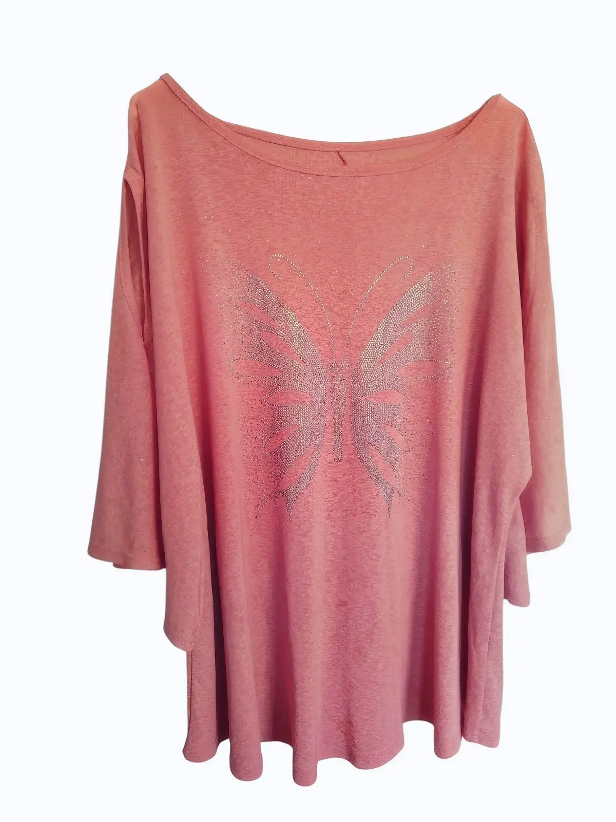 Pink Butterfly Graphic Top XL