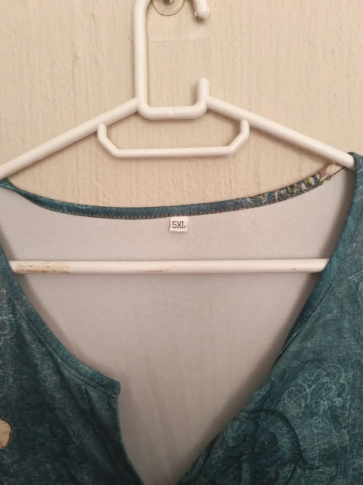 Shein Floral Print Henley Top 5XL