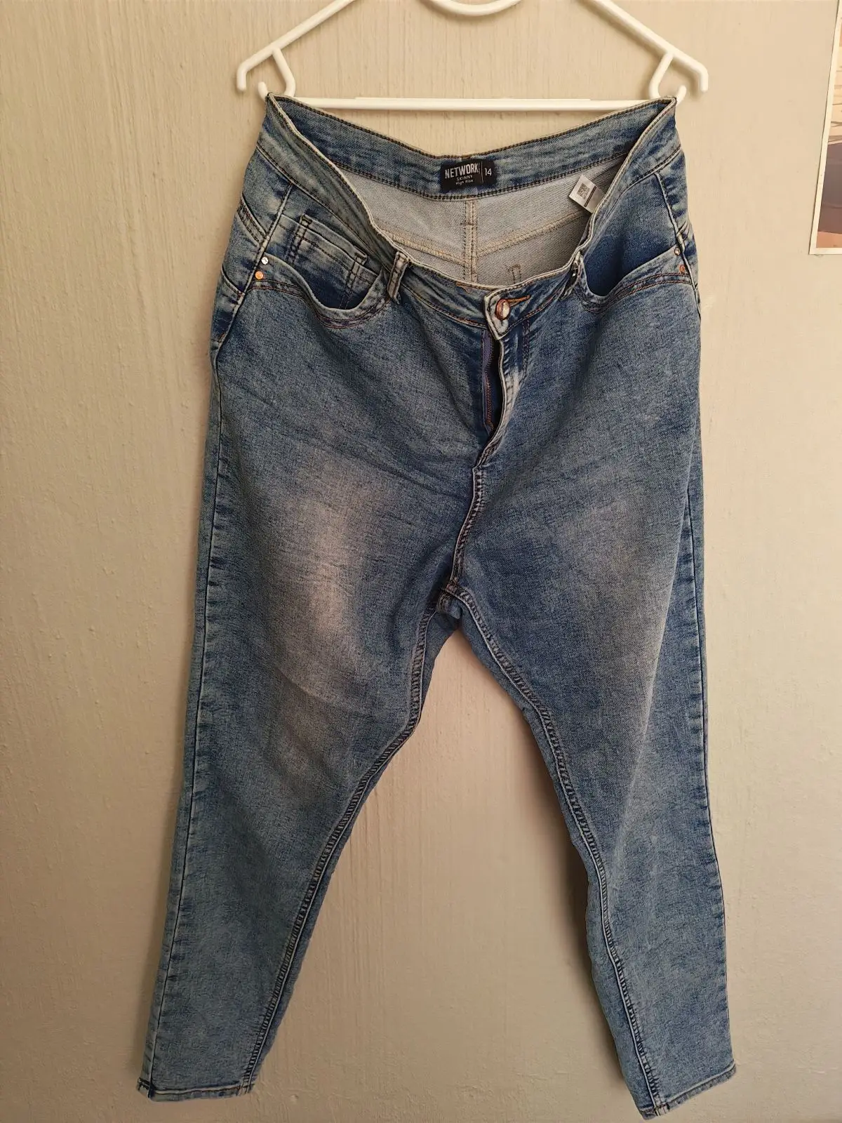 Network Skinny High Rise Blue Jeans Size 14