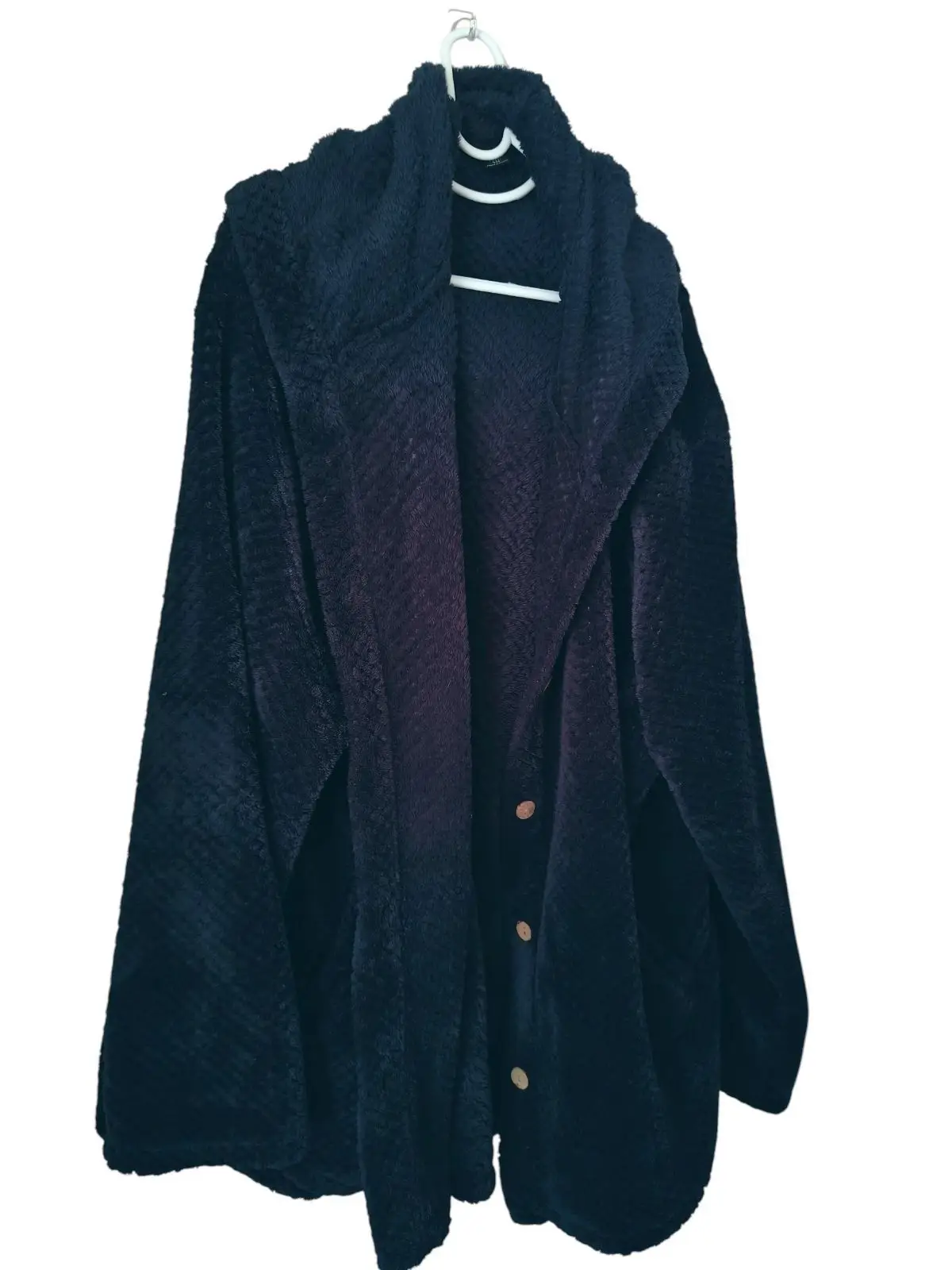 Shein Black Fuzzy Hooded Coat 4XL