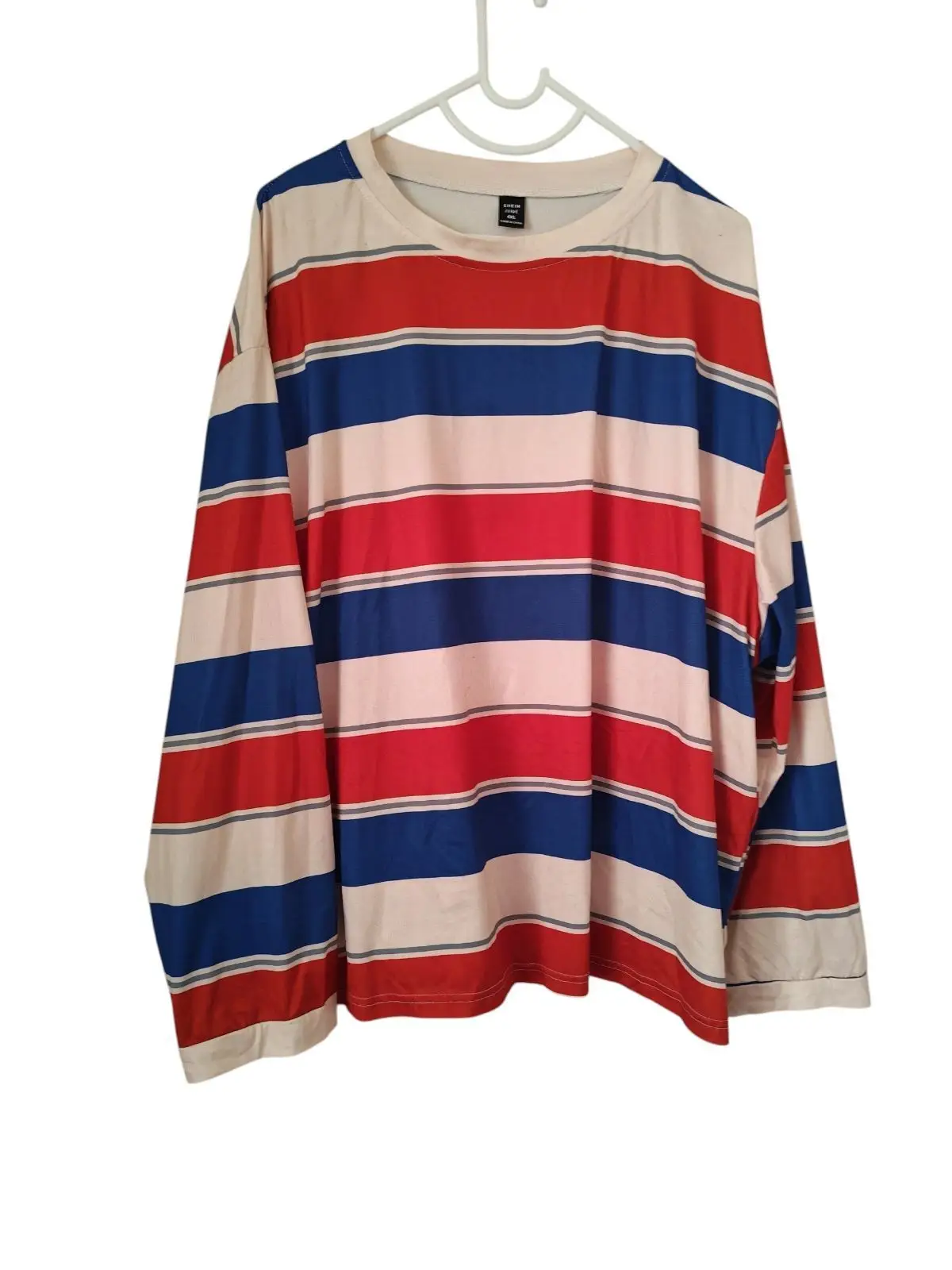 Shein Red, Blue and Cream Striped Long Sleeve Top
