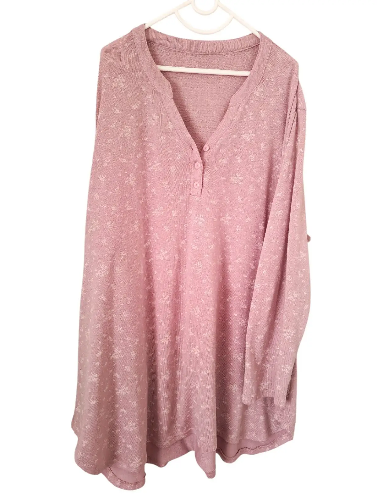Shein Pink Floral Henley Top