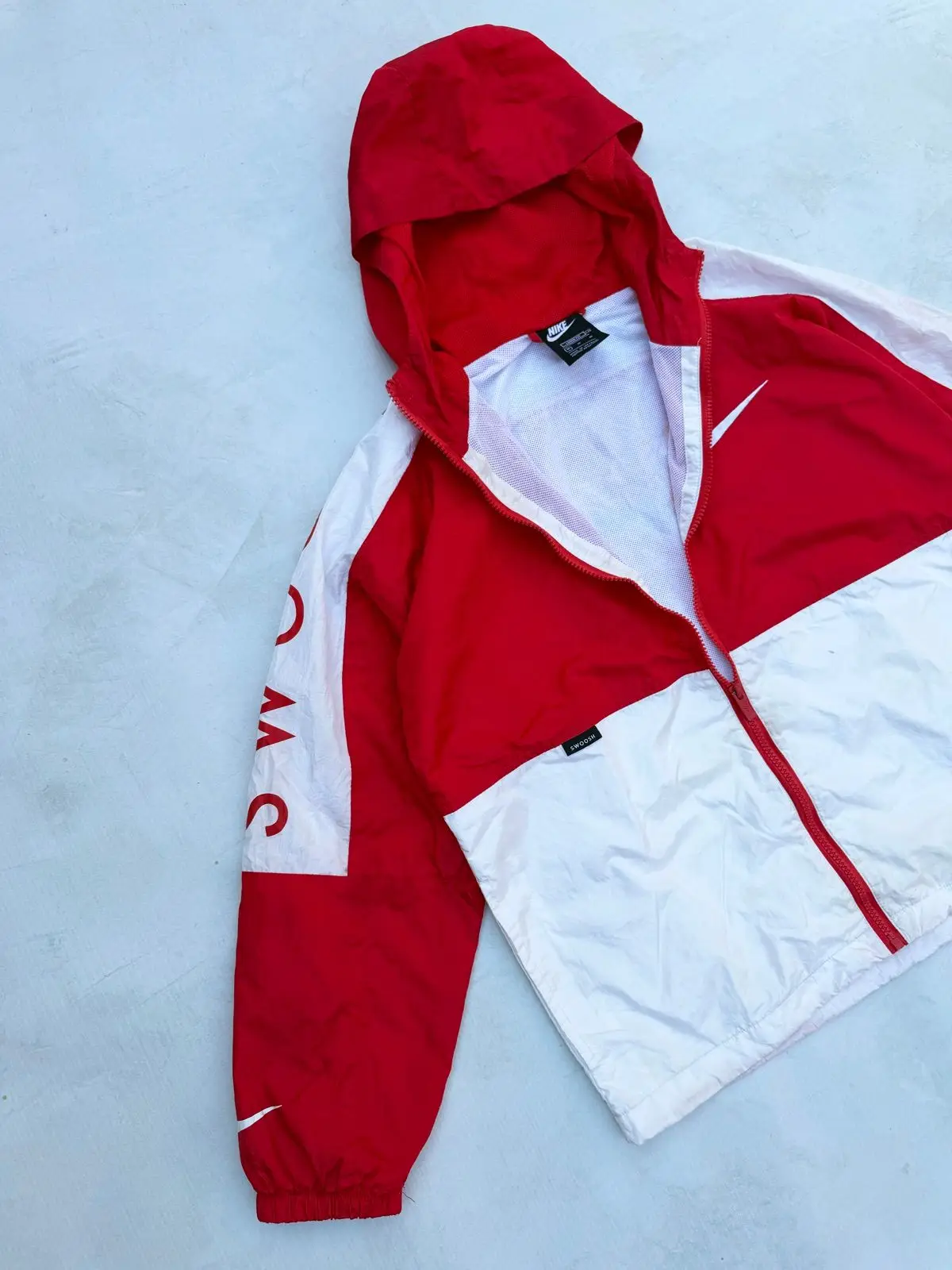 Nike Red and White Windbreaker Jacket