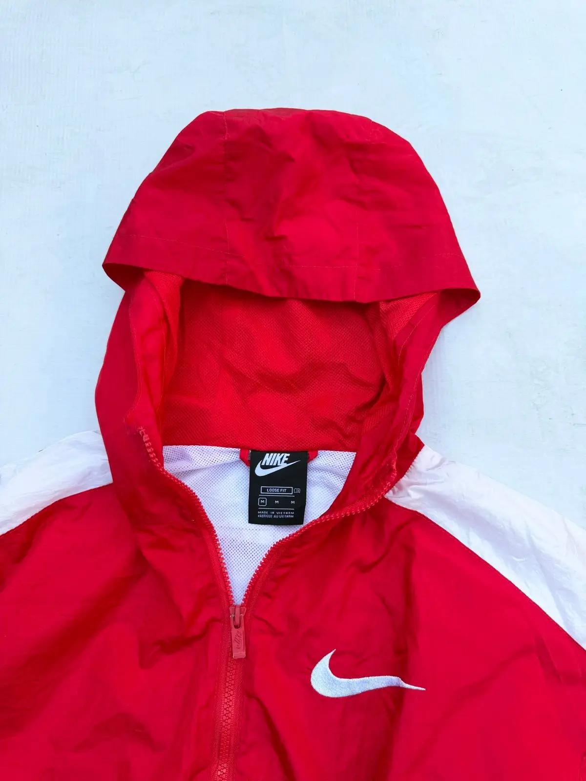 Nike Red and White Windbreaker Jacket