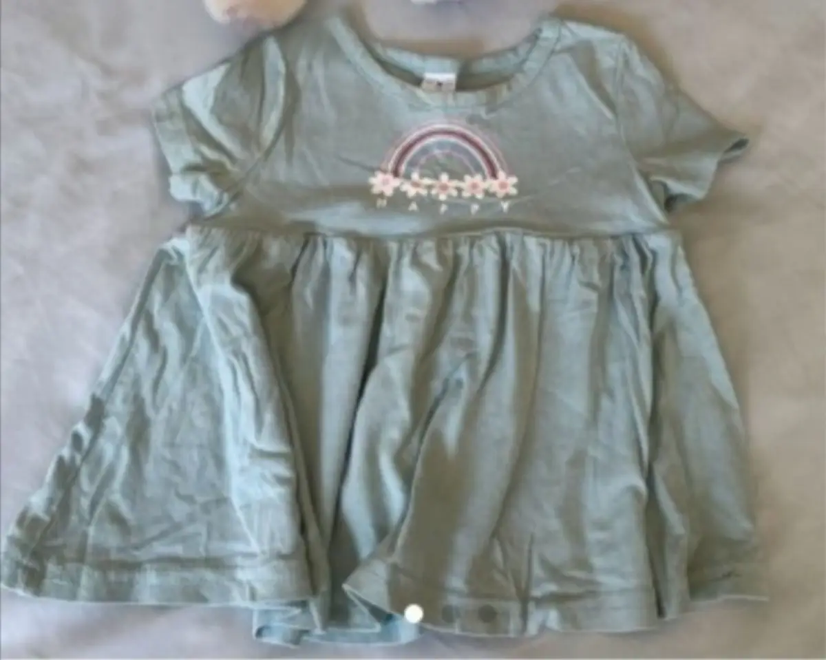 Baby Girl Sage Green Rainbow Dress 6-9 Months
