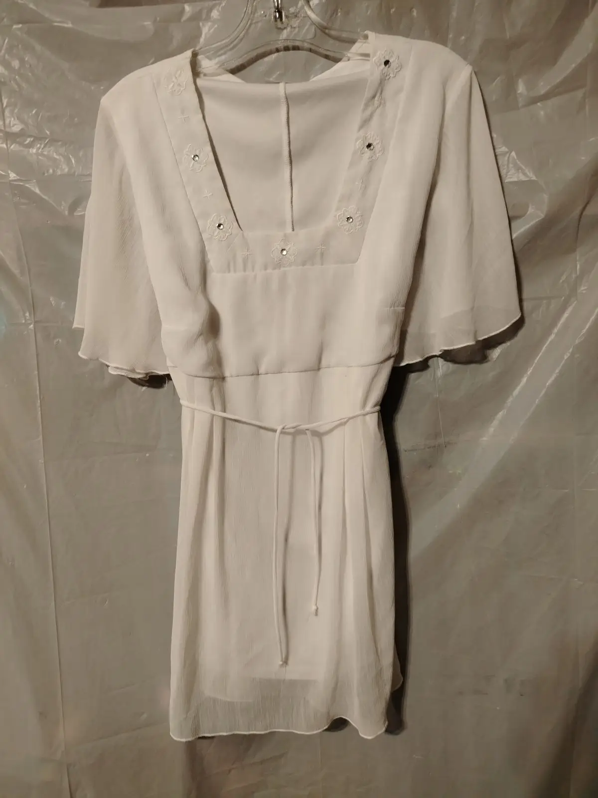 Donna-Claire White Embroidered Longline Tunic Dress Size 18